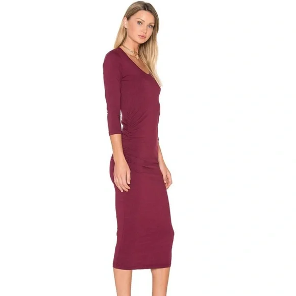 MICHAEL STARS NWT LYCRA RUCHED MIDI DRESS - Picture 1 of 6